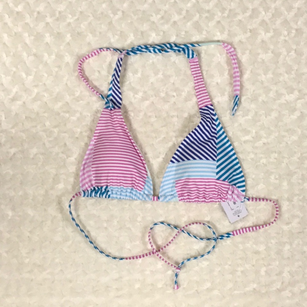 New Large Patchwork Stripes Bikini Top Swim